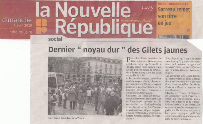 "Nouvelle République" Tours 7 avril 2019