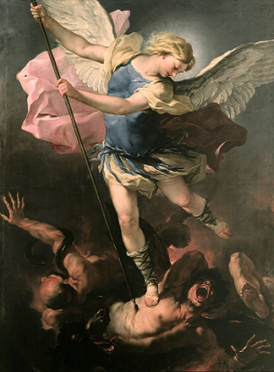 st-Michel terrassant le démon par Luca Giordano