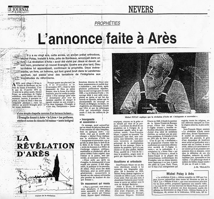 Article "Journal du Centre" février ou mars 1996